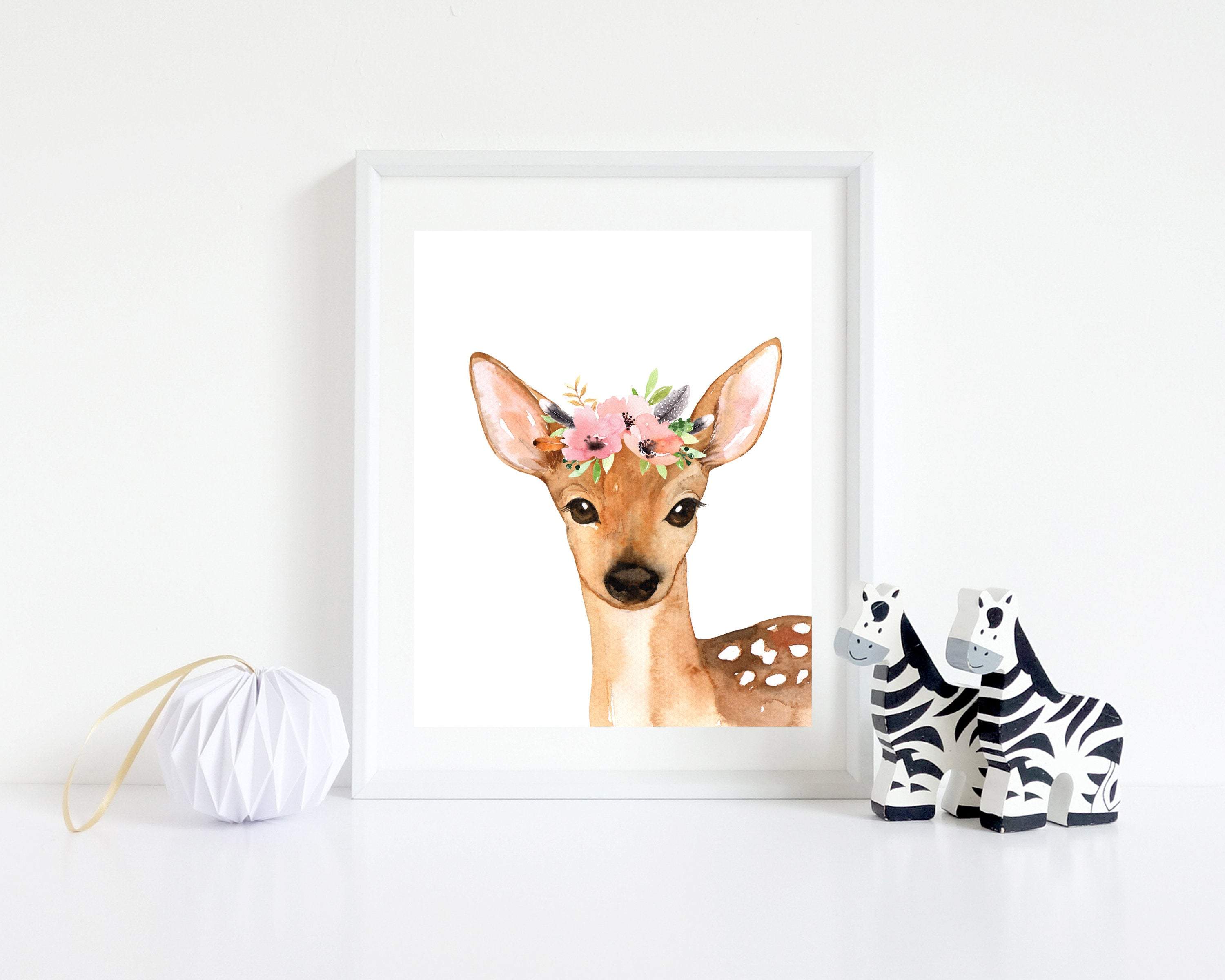 Deer art print - Digital Prints - Deer wall art print - Deer nursery Art - Deer head - Deer print - Digital download  - H1258 nursery art print baby nursery bedroom decor