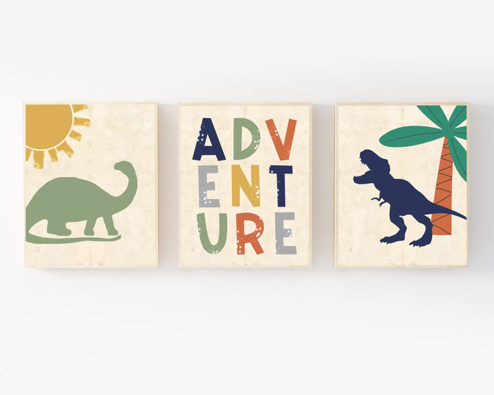 Dinosaur Adventure Wall Art | Set of 3 Prints nursery art print baby nursery bedroom decor