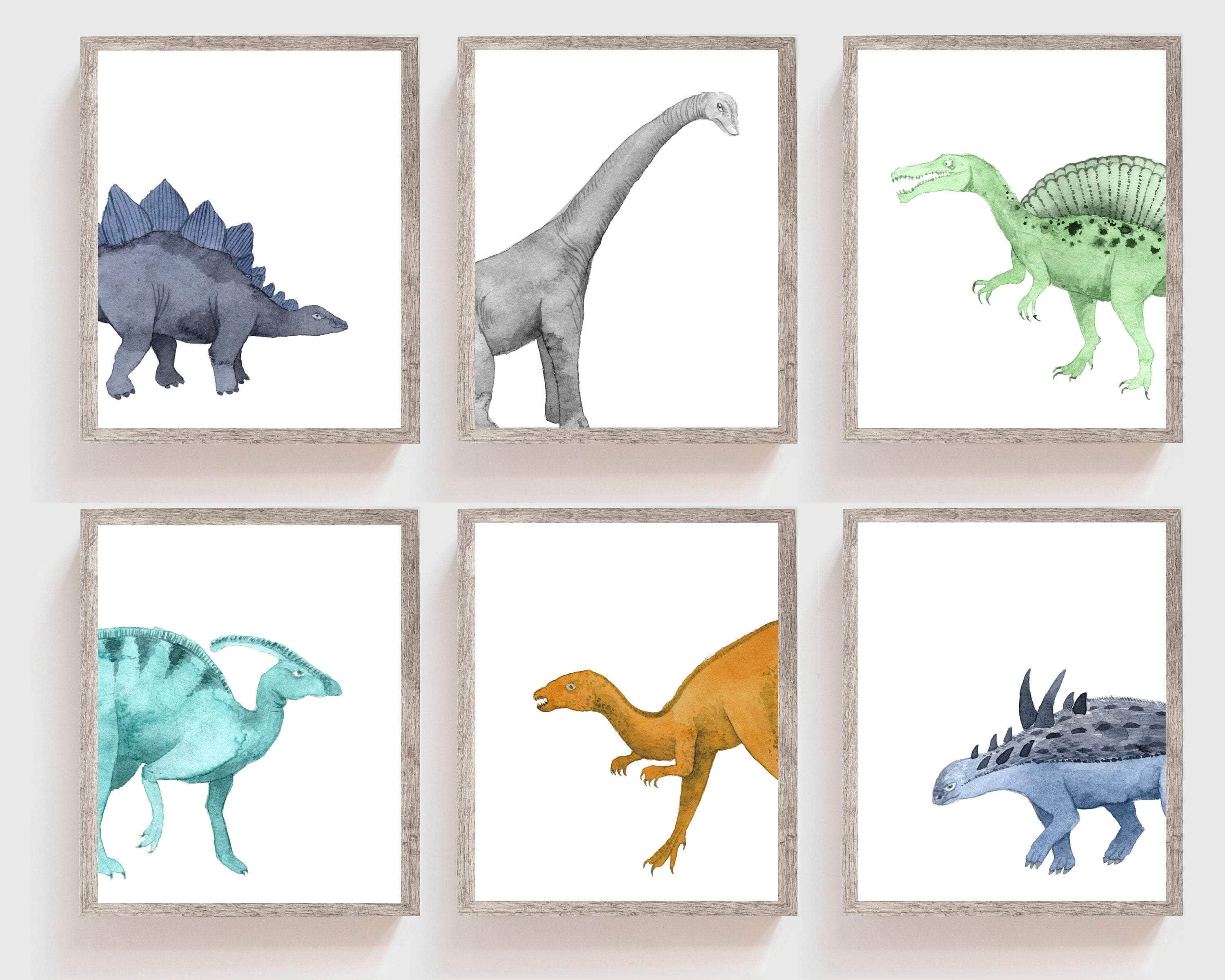 Dinosaur wall art prints | Set of 6 nursery art print baby nursery bedroom decor