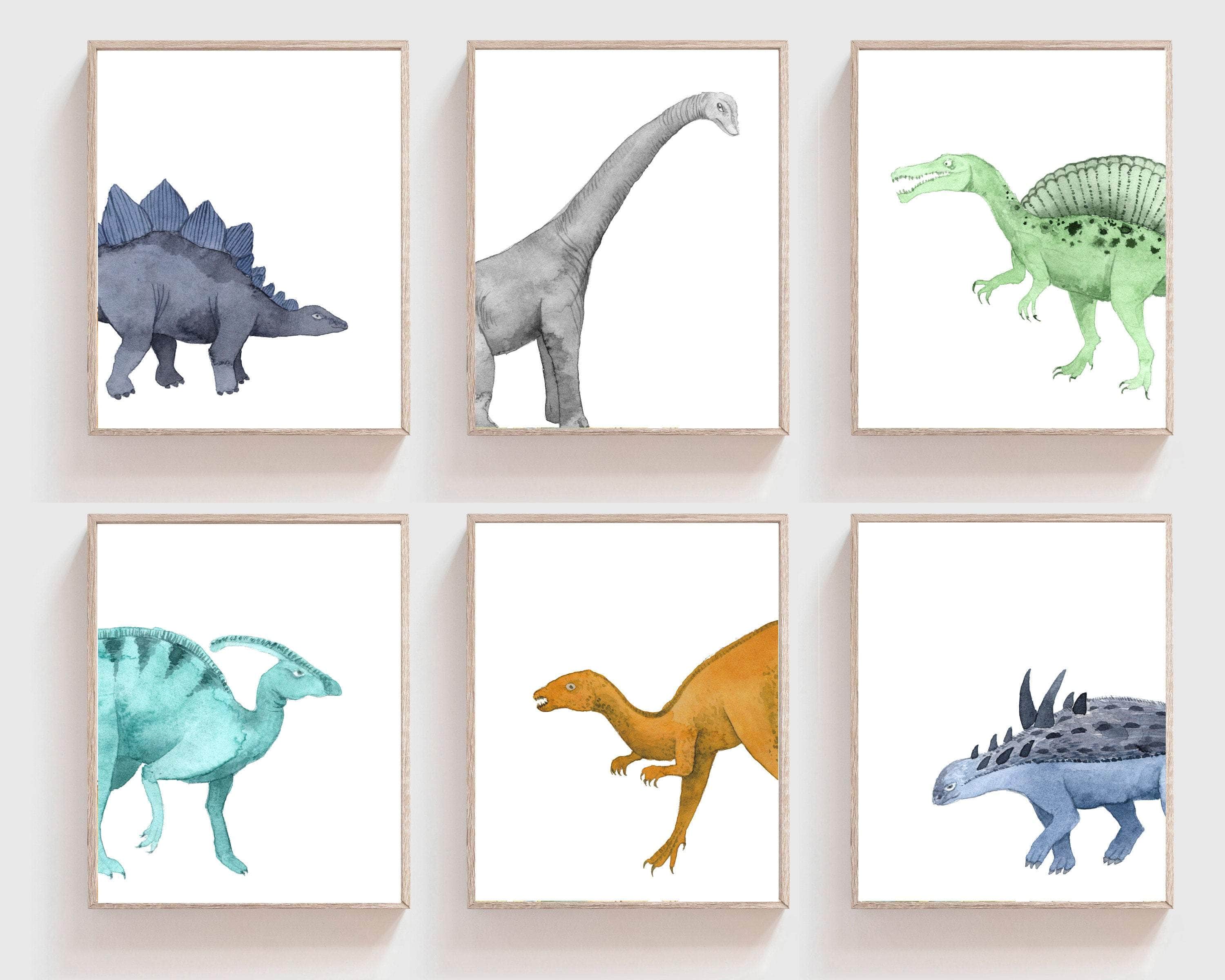Dinosaur wall art prints | Set of 6 nursery art print baby nursery bedroom decor