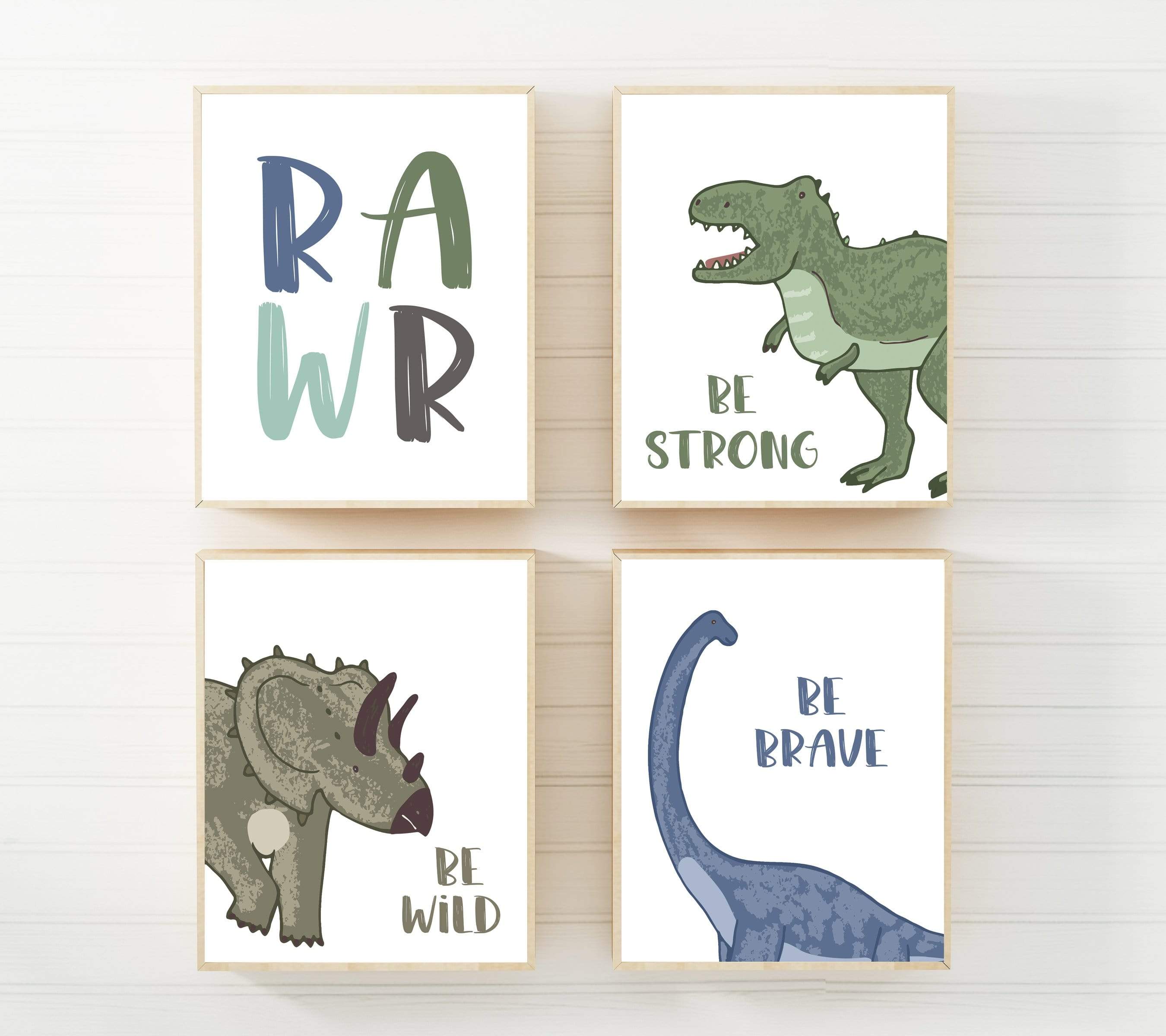 dinosaur wall art | Rawr be strong brave and be wild nursery art print baby nursery bedroom decor