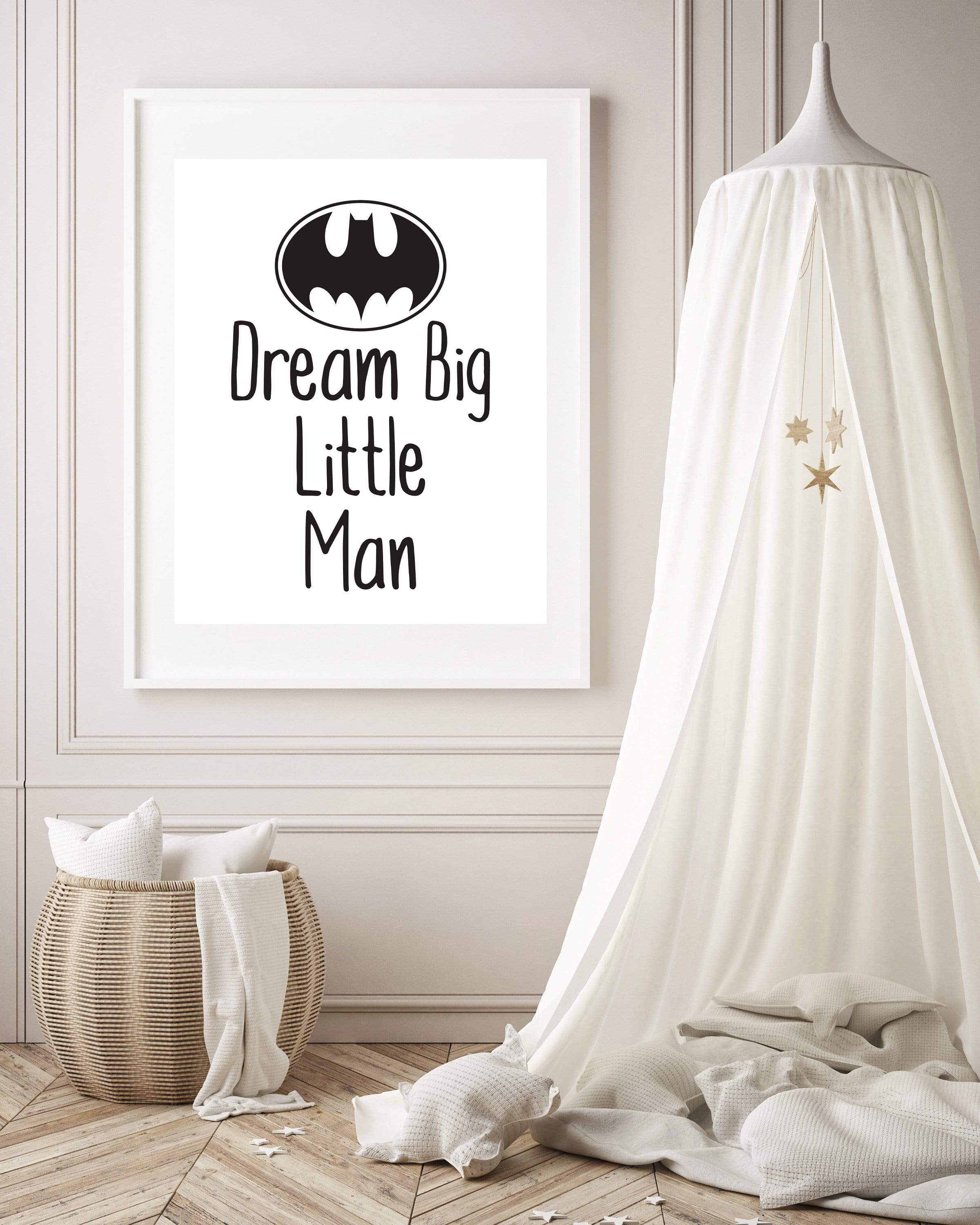 Dream big little man wall art print, Boys superhero nursery print, Batman print, Boys bedroom print, Superhero wall art, Digital art - H1271 nursery art print baby nursery bedroom decor