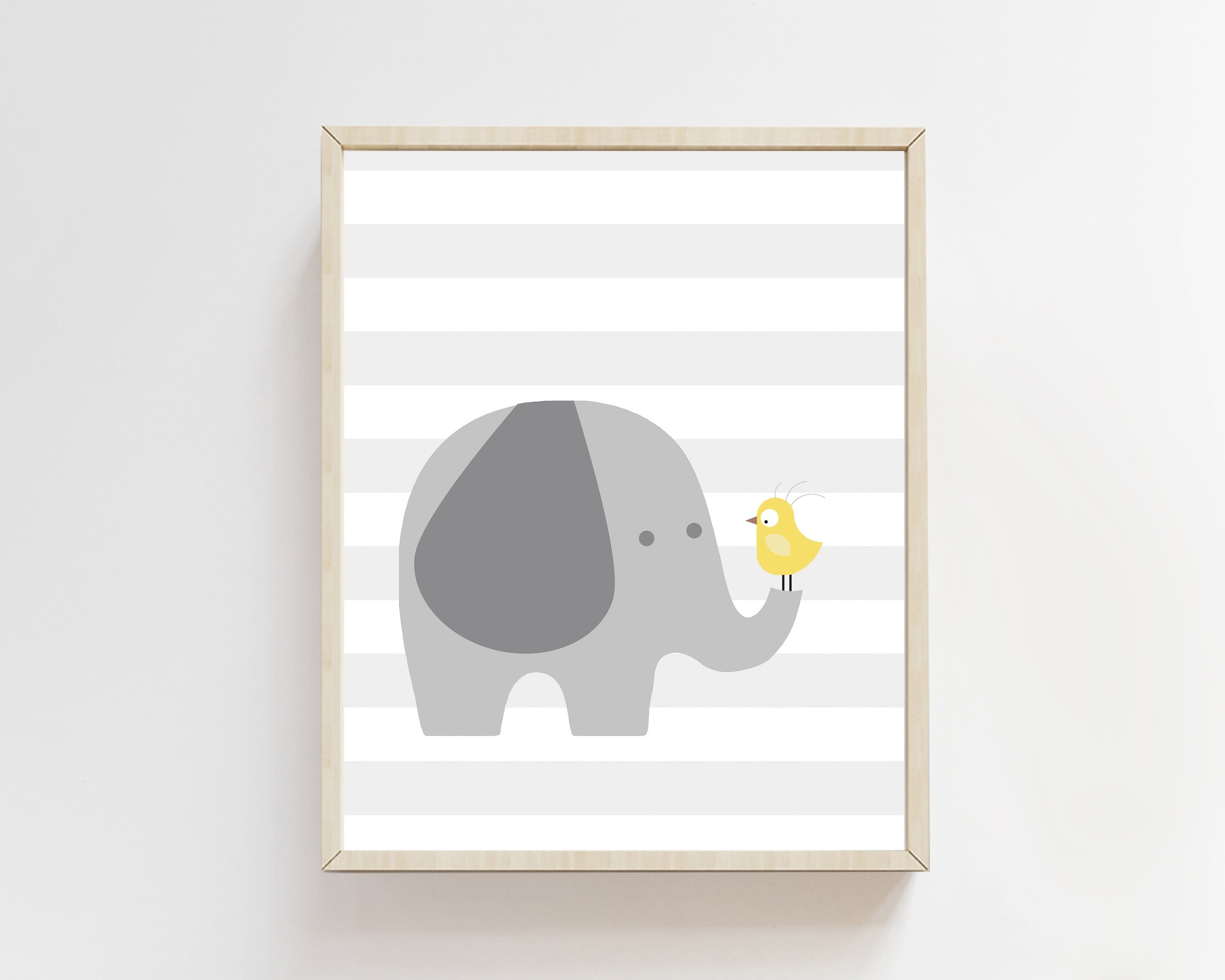Elephant nursery art - Elephant art print - Nursery elephant prints - Nursery animal wall art - Yellow and grey wall art - Baby art - H1883 nursery art print baby nursery bedroom decor