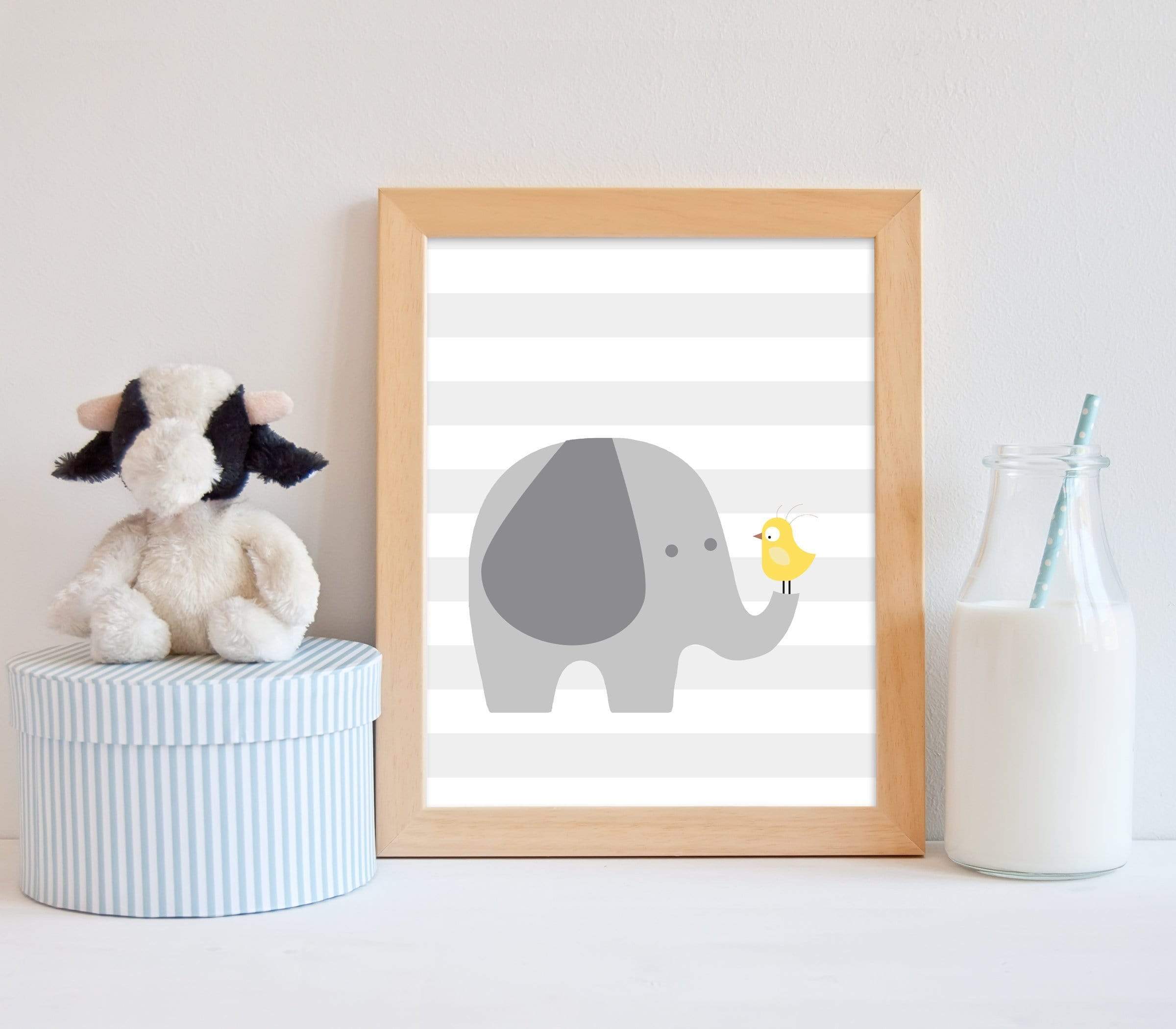 Elephant nursery art - Elephant art print - Nursery elephant prints - Nursery animal wall art - Yellow and grey wall art - Baby art - H1883 nursery art print baby nursery bedroom decor