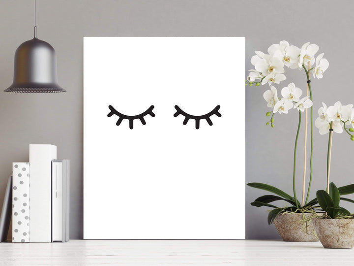 Eyelashes art print - Bedroom wall art - Black and white wall art - Modern wall art - Eyelashes wall decor - Sleepy eyes - Bedroom decor nursery art print baby nursery bedroom decor