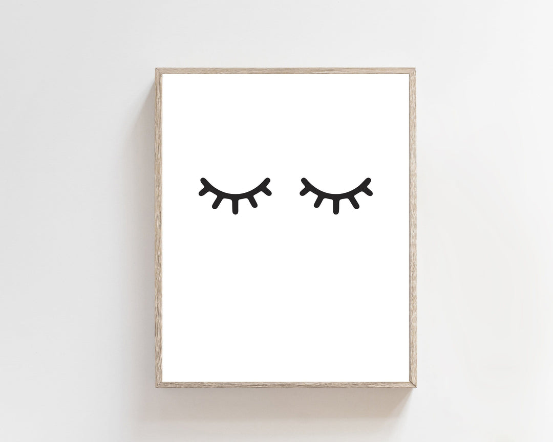 Eyelashes art print - Bedroom wall art - Black and white wall art - Modern wall art - Eyelashes wall decor - Sleepy eyes - Bedroom decor nursery art print baby nursery bedroom decor