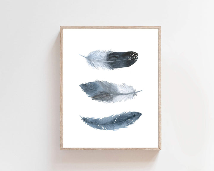 Feather nursery decor - Tribal nursery print - Blue feather wall art - Feather print - Boy bedroom wall decor - Nursery tribal wall art nursery art print baby nursery bedroom decor