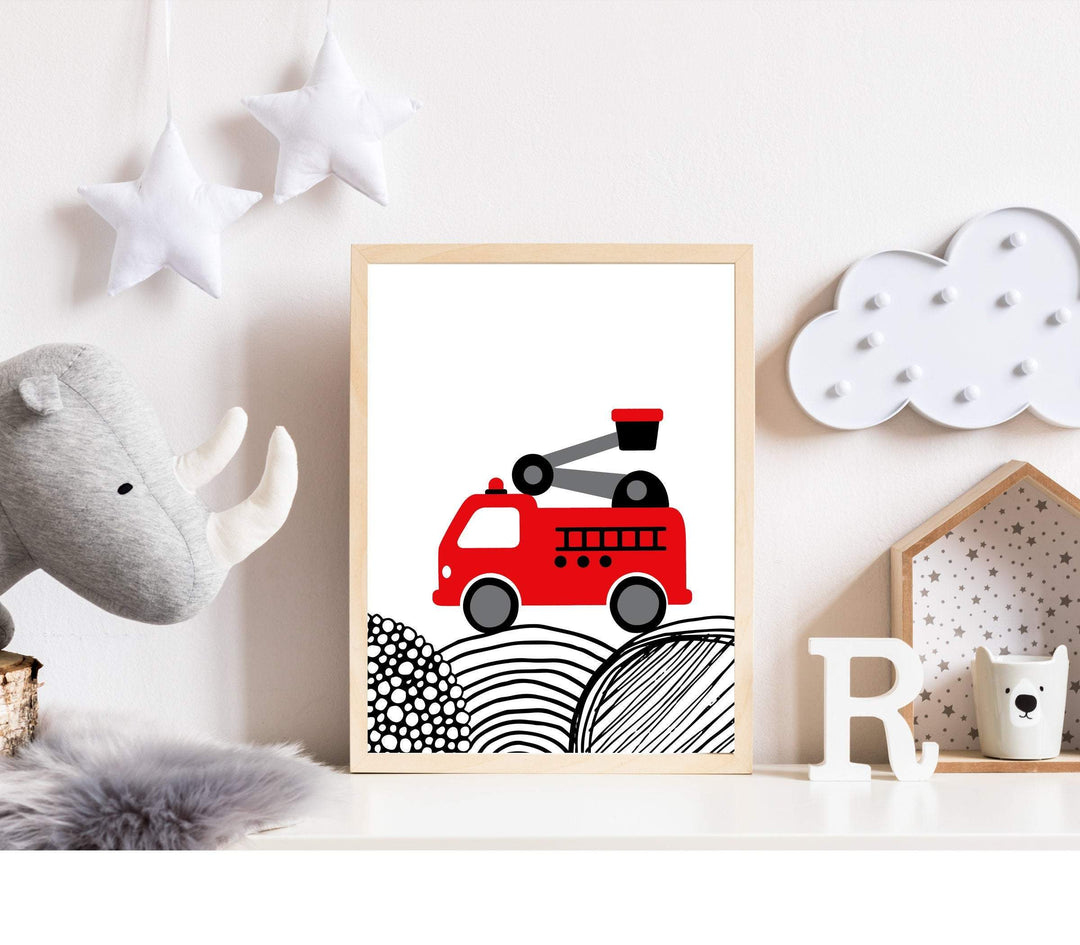 Fire truck print - Fire Truck nursery - Fire enigine print - Printable fire truck - Toddler boy room prints - Fire engine decor - H1977 nursery art print baby nursery bedroom decor