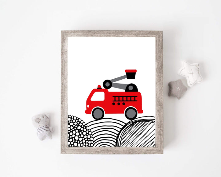Fire truck print - Fire Truck nursery - Fire enigine print - Printable fire truck - Toddler boy room prints - Fire engine decor - H1977 nursery art print baby nursery bedroom decor