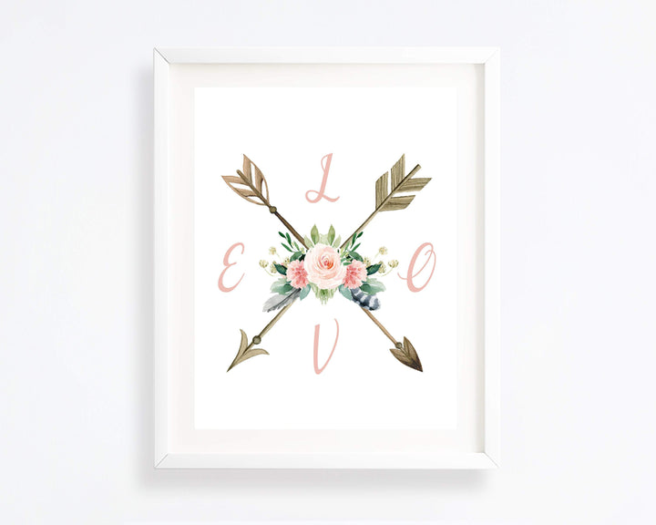 Floral Boho nursery decor - Boho nursery print - Baby girl wall art - Love art print - Baby shower gift - blush pink - Love wall art - H1699 nursery art print baby nursery bedroom decor