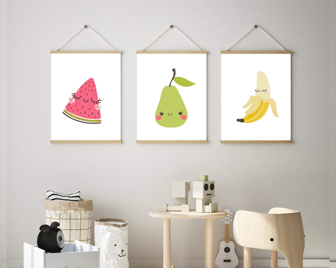 Fruit prints wall art - Printable fruit pictures - Nursery fruit print - Fruit print set - Fruit printable - Watermelon Banana Pear - H1993 nursery art print baby nursery bedroom decor
