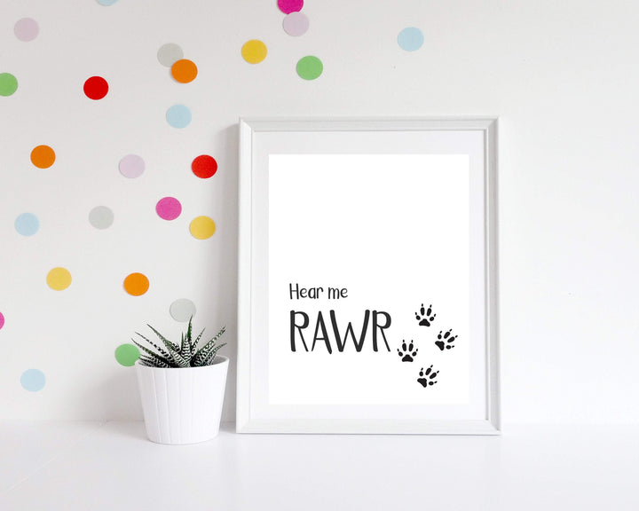 Hear me Rawr Quote Wall Art Print nursery art print baby nursery bedroom decor