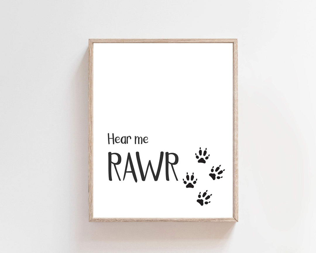Hear me Rawr Quote Wall Art Print nursery art print baby nursery bedroom decor