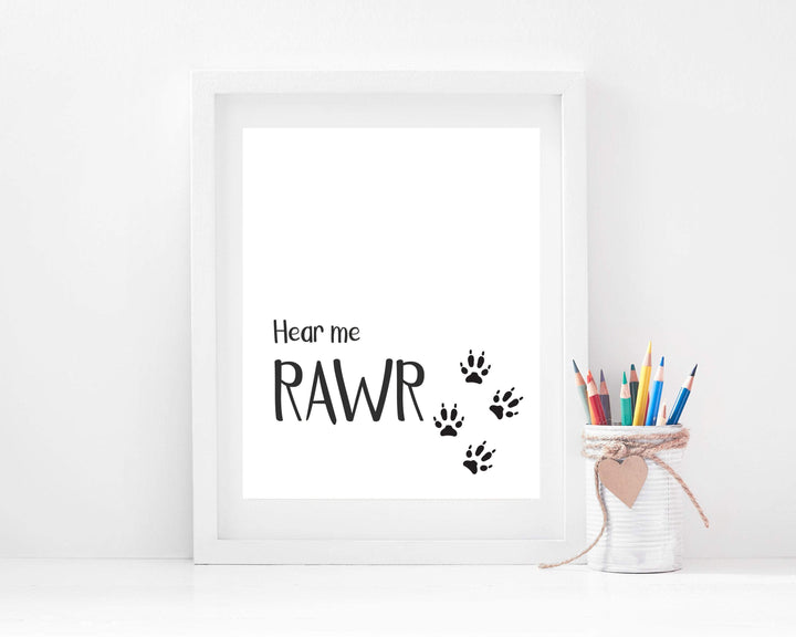 Hear me Rawr Quote Wall Art Print nursery art print baby nursery bedroom decor