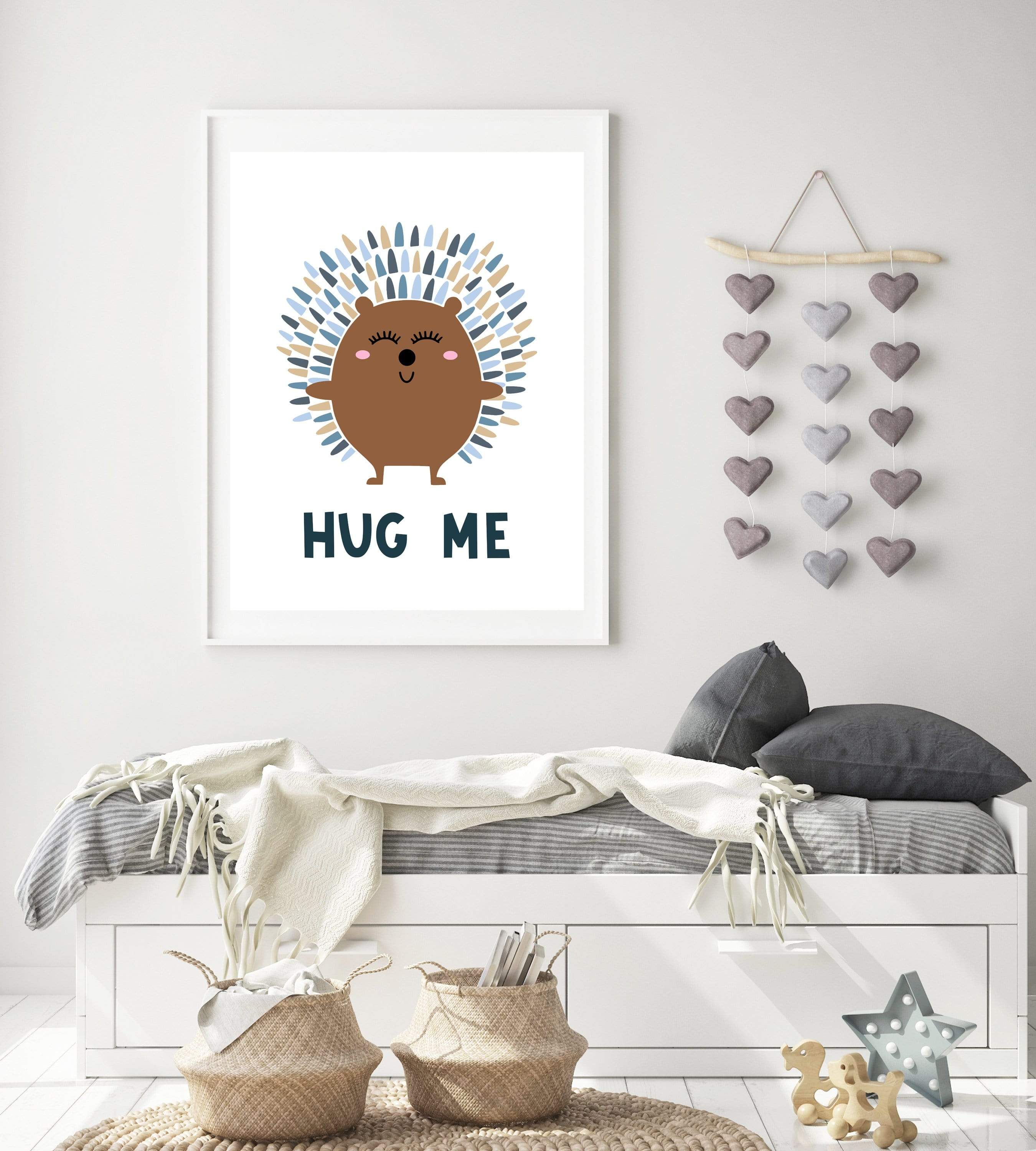 Hedgehog art print - Hedgehog wall art - Boys bedroom art - Printable Hedgehog - Rainbow hedgehog - Hedgehog gift - Hug me art print - H2245 nursery art print baby nursery bedroom decor