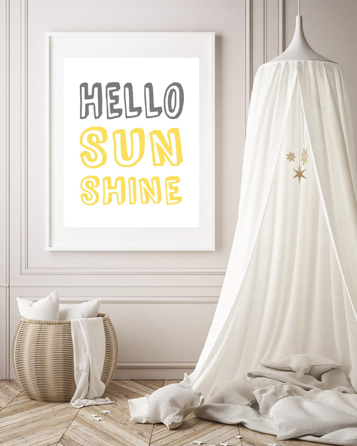 HELLO SUNSHINE Quote for kids bedroom nursery art print baby nursery bedroom decor