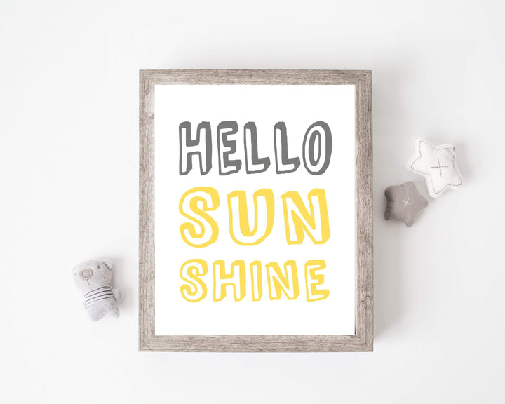 HELLO SUNSHINE Quote for kids bedroom nursery art print baby nursery bedroom decor