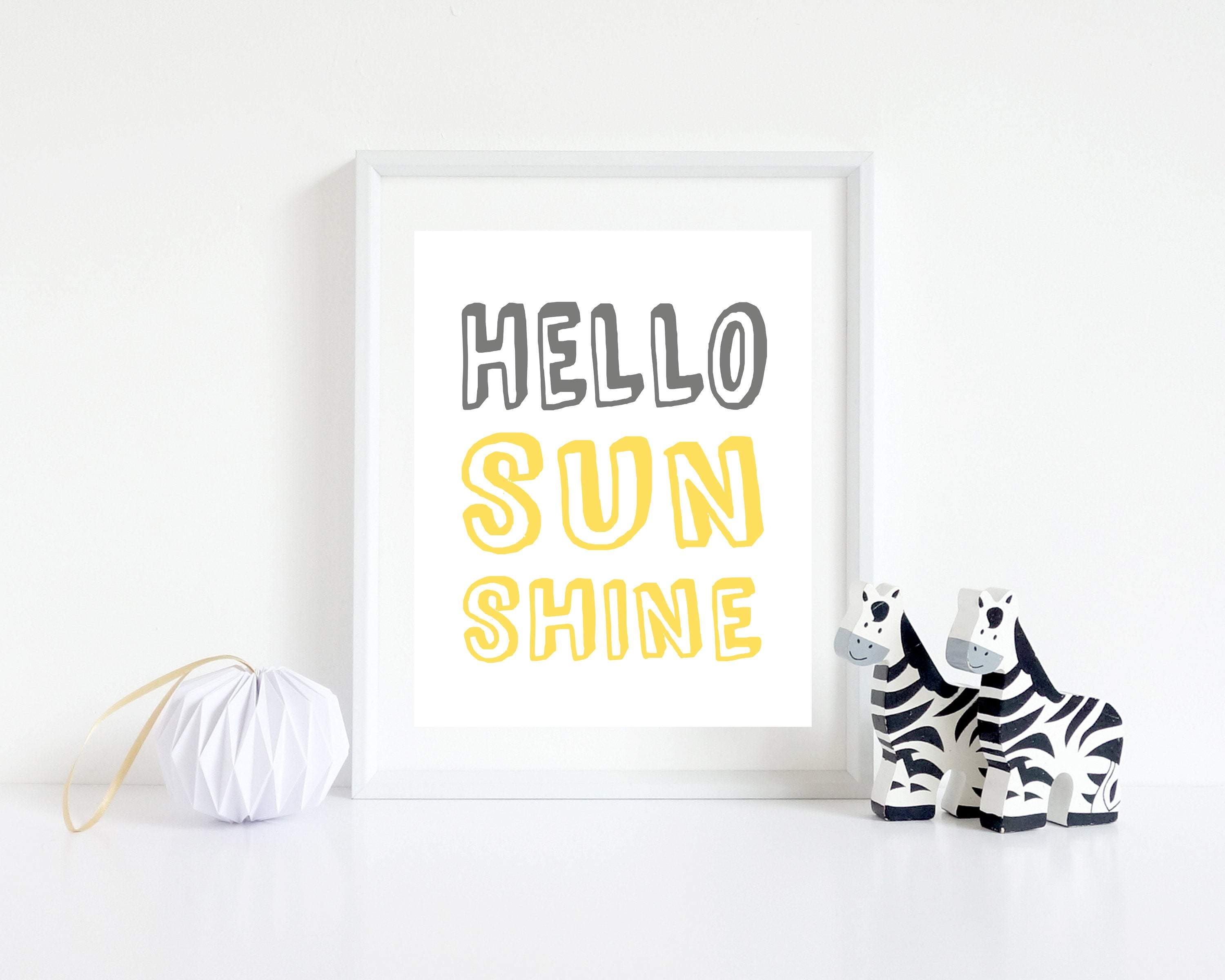 HELLO SUNSHINE Quote for kids bedroom nursery art print baby nursery bedroom decor