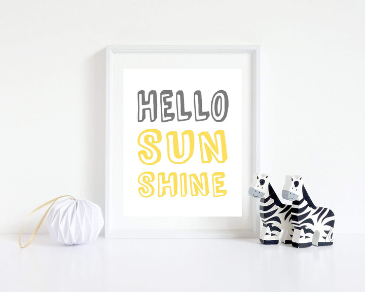 HELLO SUNSHINE Quote for kids bedroom nursery art print baby nursery bedroom decor