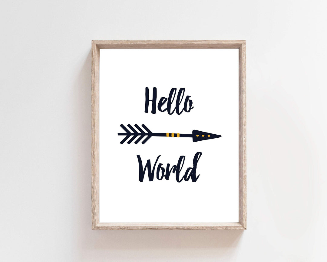 Hello World Wall Art Print, Baby nursery wall art print, Printable Baby wall art -25 sizes Include - Instant Download -H1331 nursery art print baby nursery bedroom decor