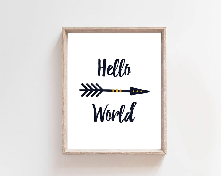 Hello World Wall Art Print, Baby nursery wall art print, Printable Baby wall art -25 sizes Include - Instant Download -H1331 nursery art print baby nursery bedroom decor