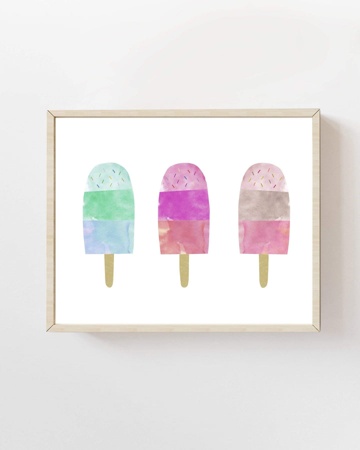 Ice cream art print - Ice cream nursery - Watercolor nursery art - Watercolor Ice cream - Popsicle print - Summer wall art  - H1488 nursery art print baby nursery bedroom decor