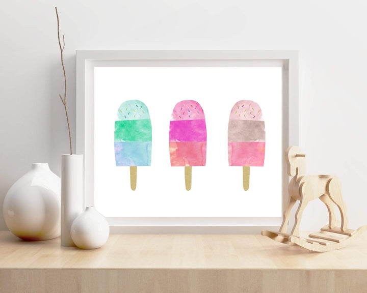 Ice cream art print - Ice cream nursery - Watercolor nursery art - Watercolor Ice cream - Popsicle print - Summer wall art  - H1488 nursery art print baby nursery bedroom decor