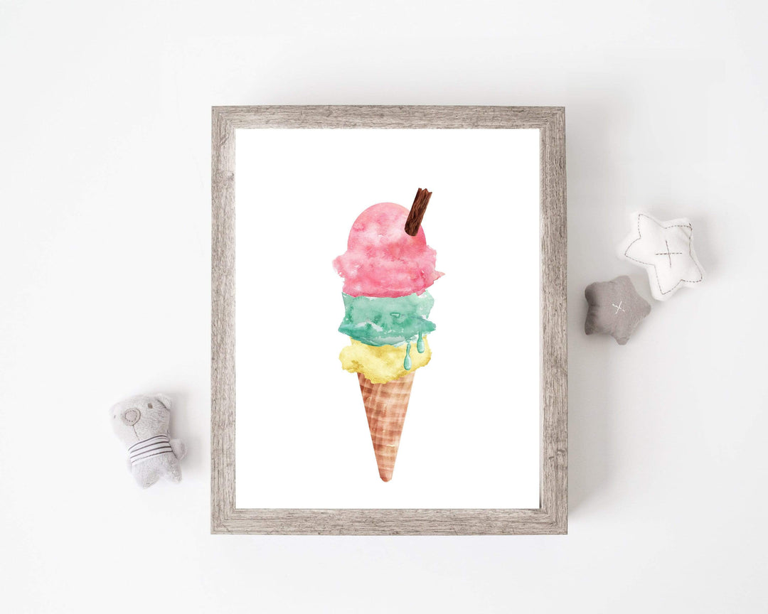 Ice cream print - Ice cream wall art - Ice cream poster - Ice cream cone art - Summer print - Nursery wall art - Girls art print - a -H1772 nursery art print baby nursery bedroom decor