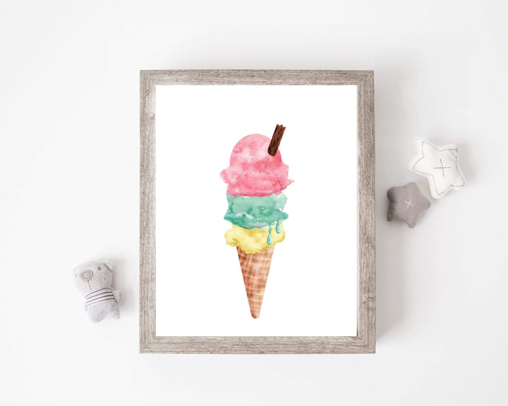 Ice cream print - Ice cream wall art - Ice cream poster - Ice cream cone art - Summer print - Nursery wall art - Girls art print - a -H1772 nursery art print baby nursery bedroom decor