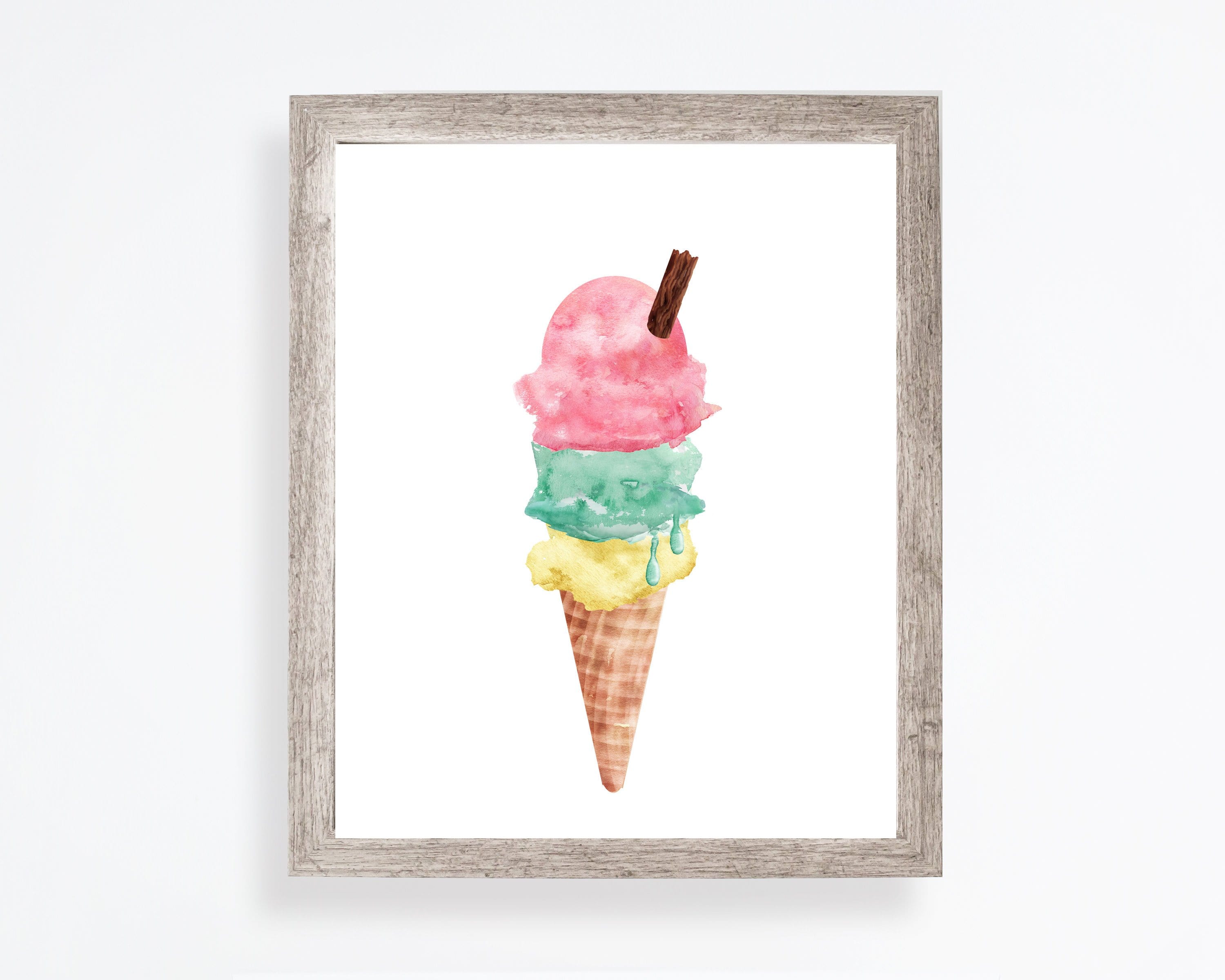 Ice cream print - Ice cream wall art - Ice cream poster - Ice cream cone art - Summer print - Nursery wall art - Girls art print - a -H1772 nursery art print baby nursery bedroom decor