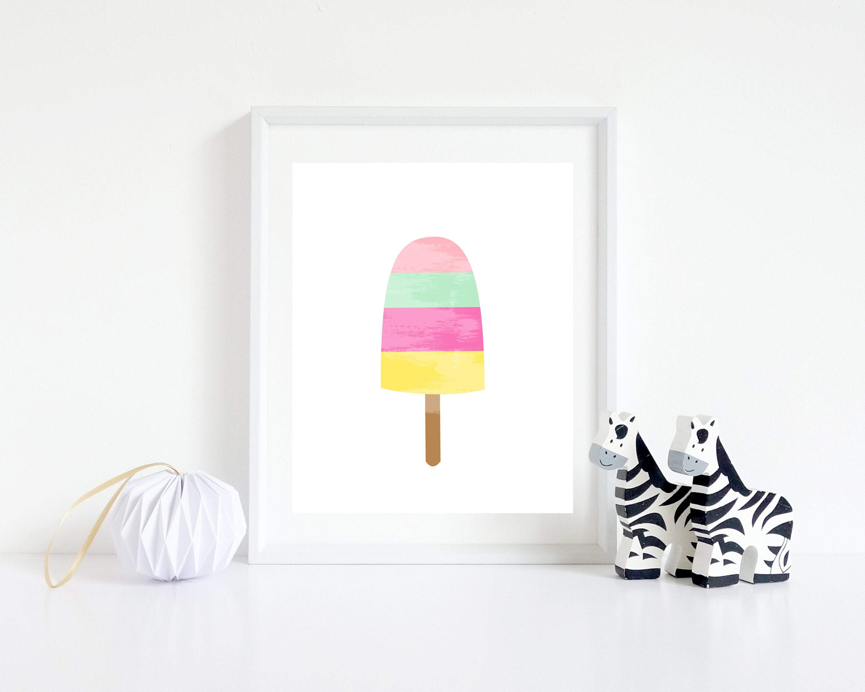 Ice Cream Wall Art, Watercolor Ice Cream Print, Ice Cream Décor, Printable Ice Cream Print - 25 sizes Included  -  Instant Download - H1353 nursery art print baby nursery bedroom decor
