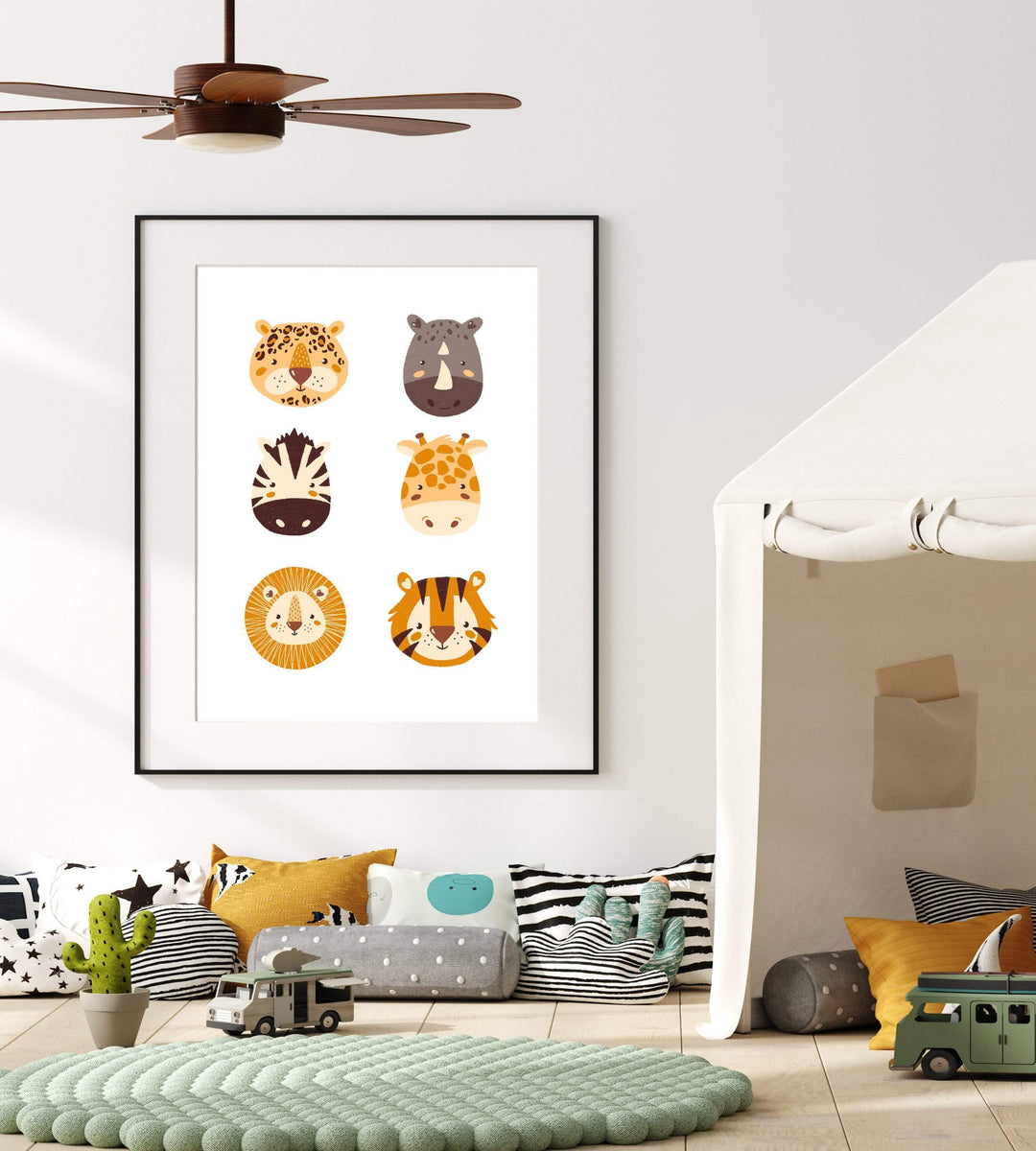 Jungle nursery decor - Animal nursery print - Boys room decor - Animal wall art - Jungle animals print - Boys room wall art - Animal heads nursery art print baby nursery bedroom decor