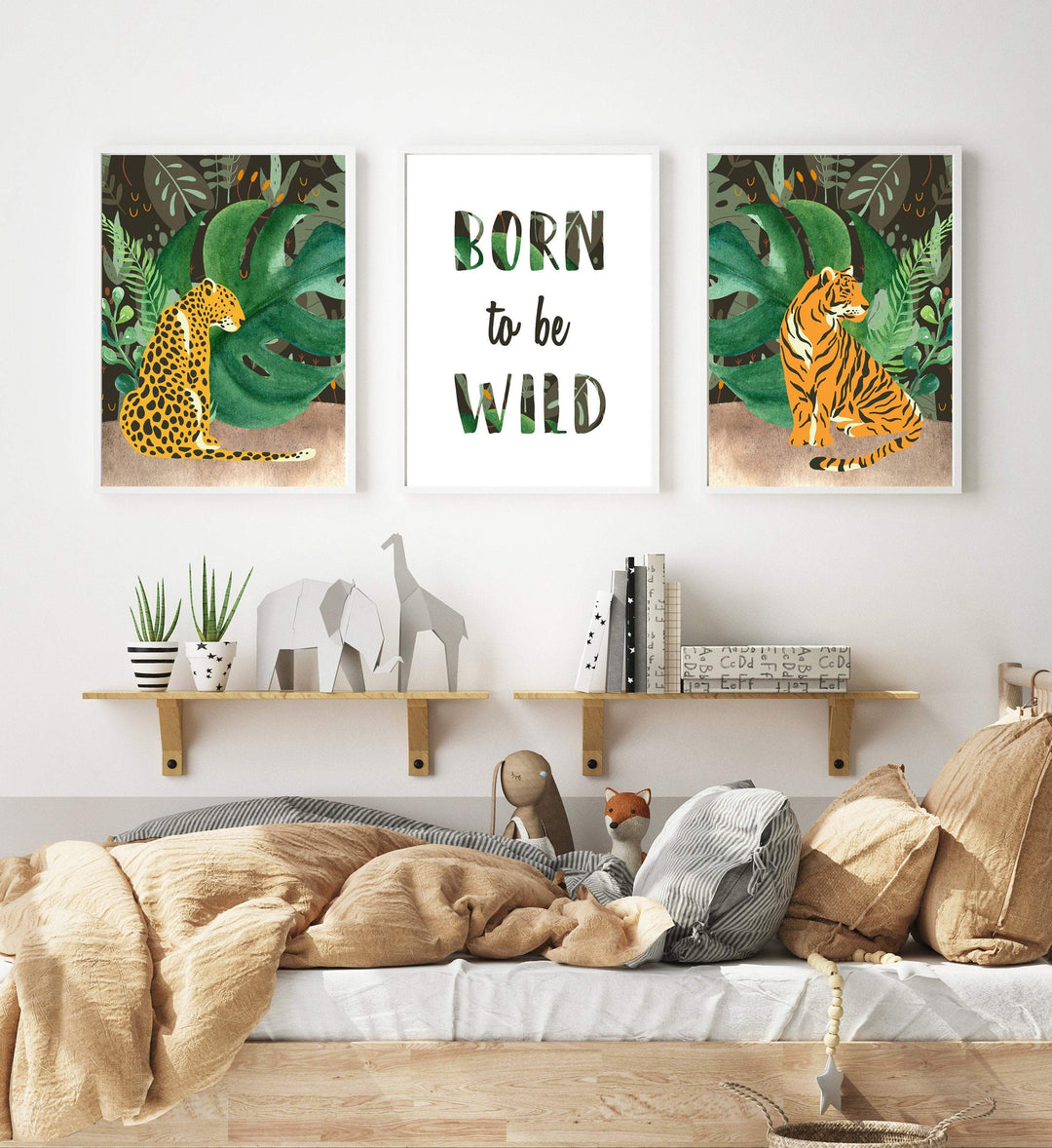Jungle Tiger print - Cheetah art print - Jungle printables - Jungle cat wall art - Cheetah Leopard Tiger - Tropical art - Born to wild print nursery art print baby nursery bedroom decor