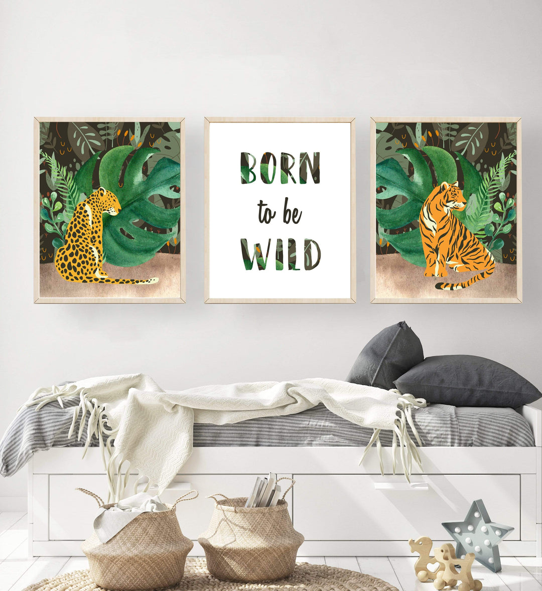 Jungle Tiger print - Cheetah art print - Jungle printables - Jungle cat wall art - Cheetah Leopard Tiger - Tropical art - Born to wild print nursery art print baby nursery bedroom decor