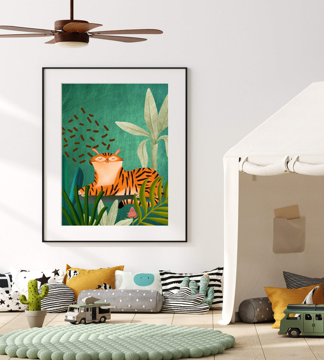 Jungle Tiger wall art - Jungle printable art - Tropical nursery decor - Boys jungle nursery - Jungle wall art - Jungle cat prints - H2403 nursery art print baby nursery bedroom decor