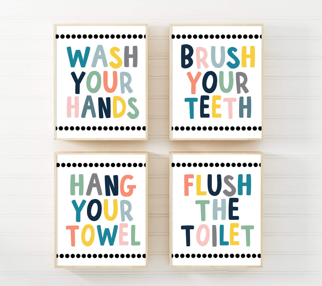 Kids bathroom set | Bathroom wall Art | Set of 6 nursery art print baby nursery bedroom decor