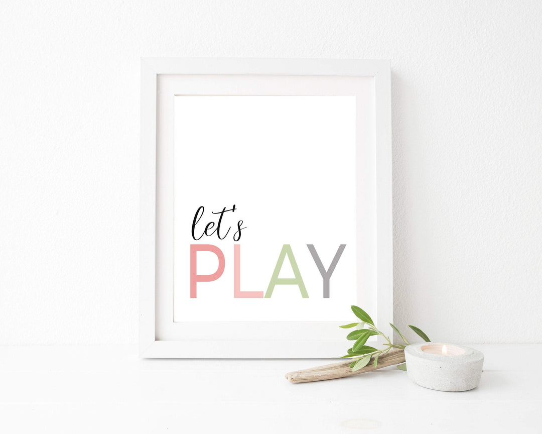 Let's Play Quote nursery art print baby nursery bedroom decor