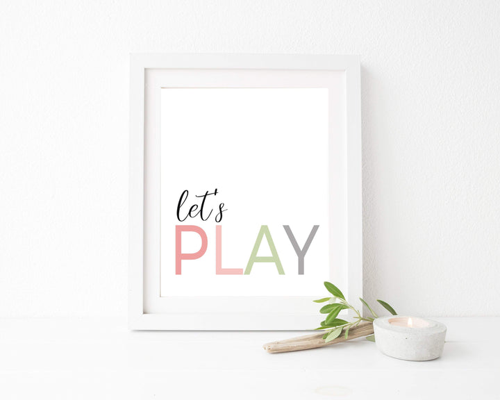 Let's Play Quote nursery art print baby nursery bedroom decor
