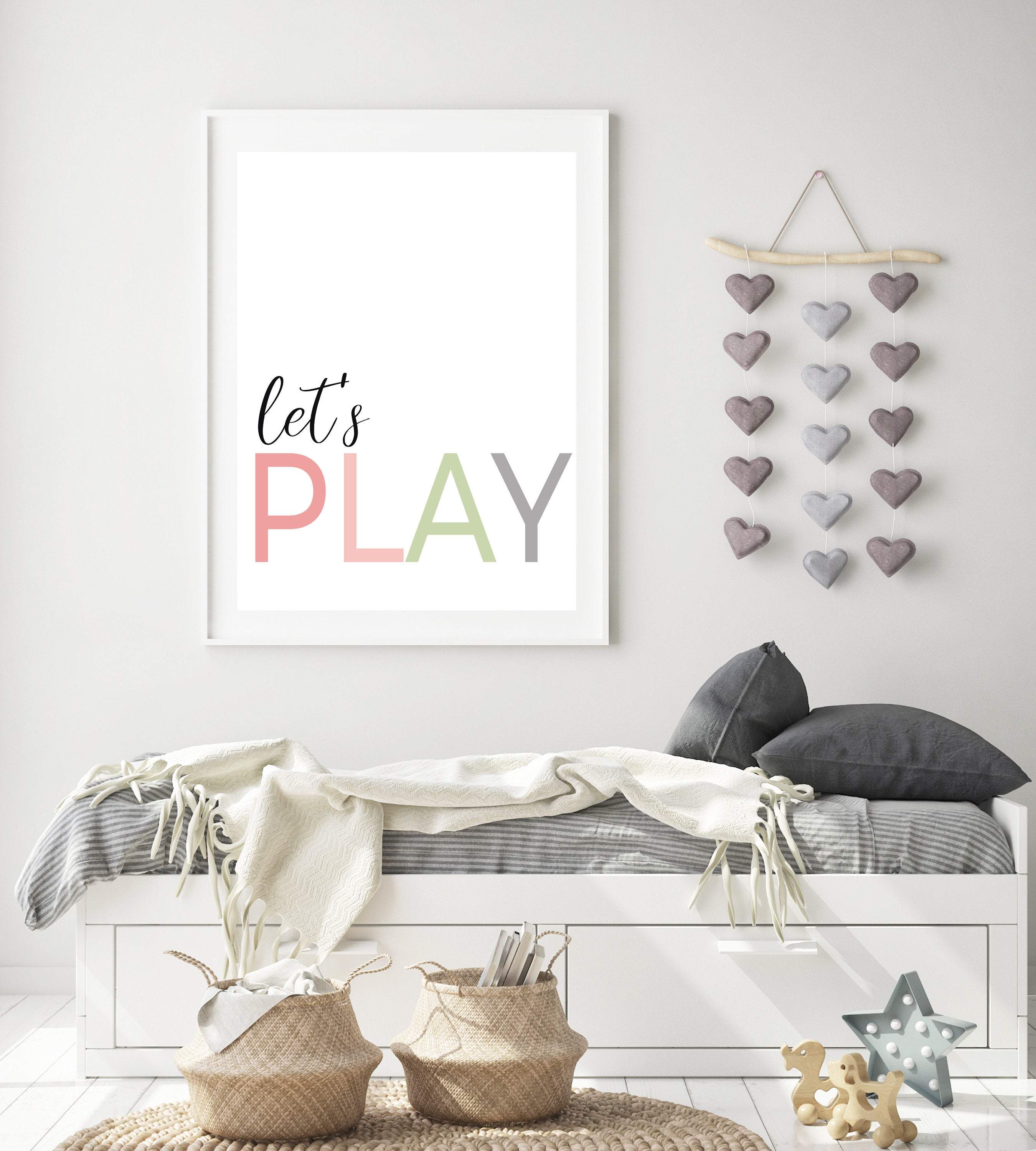 Let's Play Quote nursery art print baby nursery bedroom decor