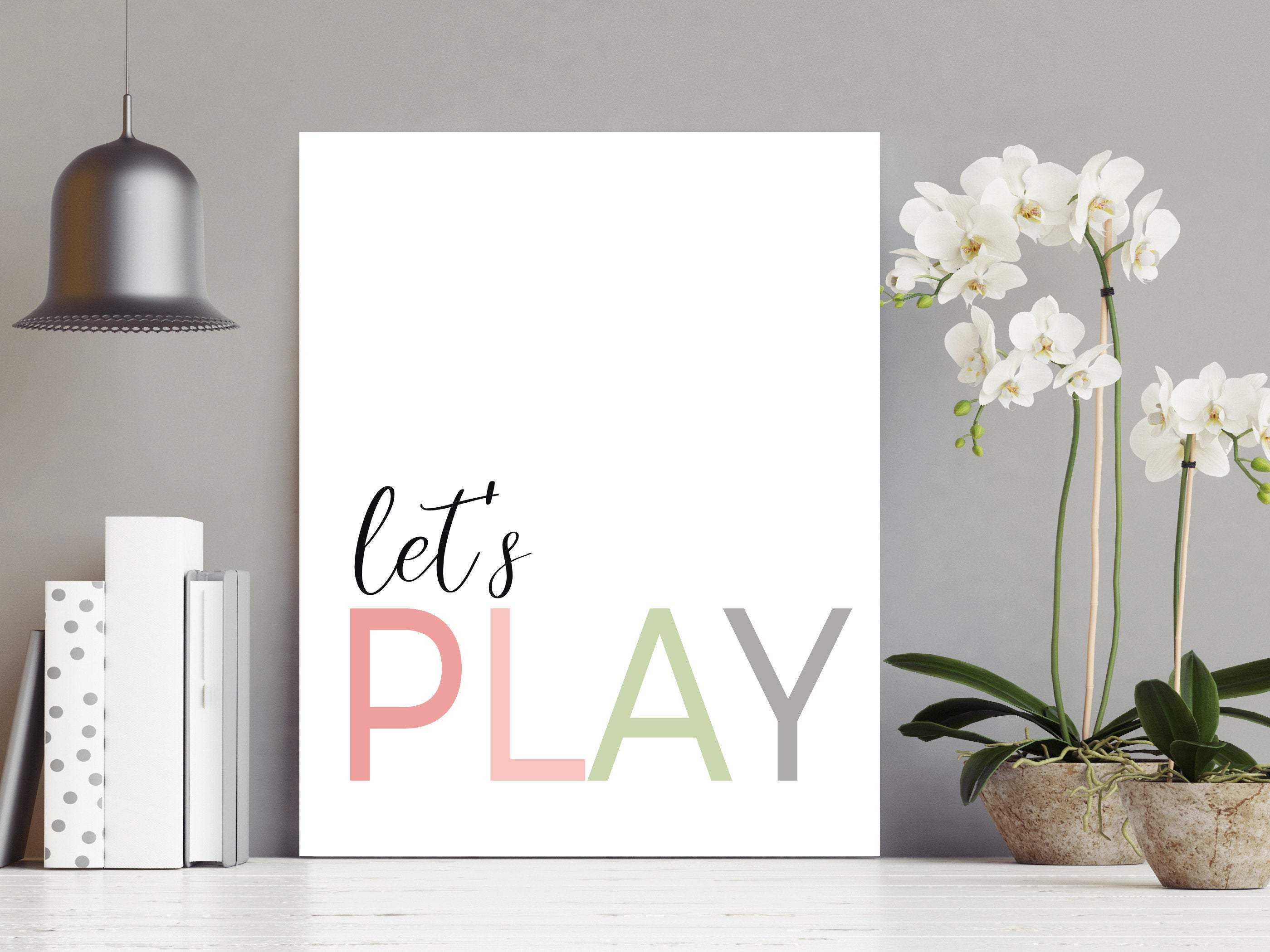 Let's Play Quote nursery art print baby nursery bedroom decor