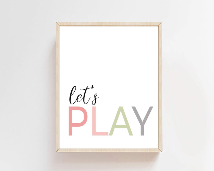 Let's Play Quote nursery art print baby nursery bedroom decor