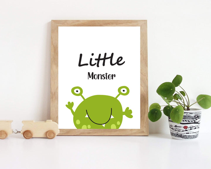 Little Monster Nursery Print, monster wall art, green monster, Cute little monster wall decor, Space art print -  H1413 nursery art print baby nursery bedroom decor