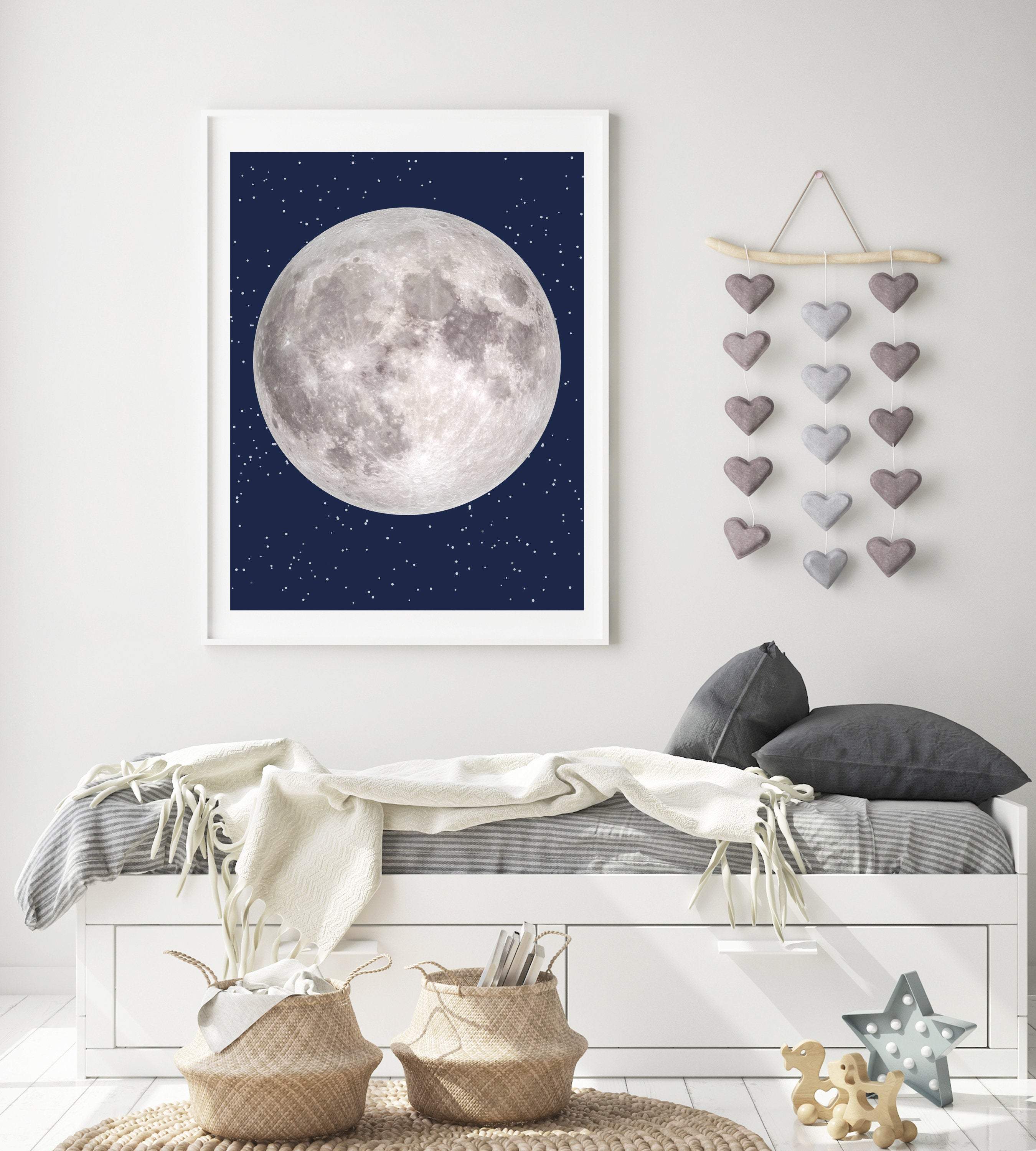 Moon print wall art - Moon poster - Full moon art print - Luna poster - Moon printable - Printable moon - Watercolor moon art nursery art print baby nursery bedroom decor