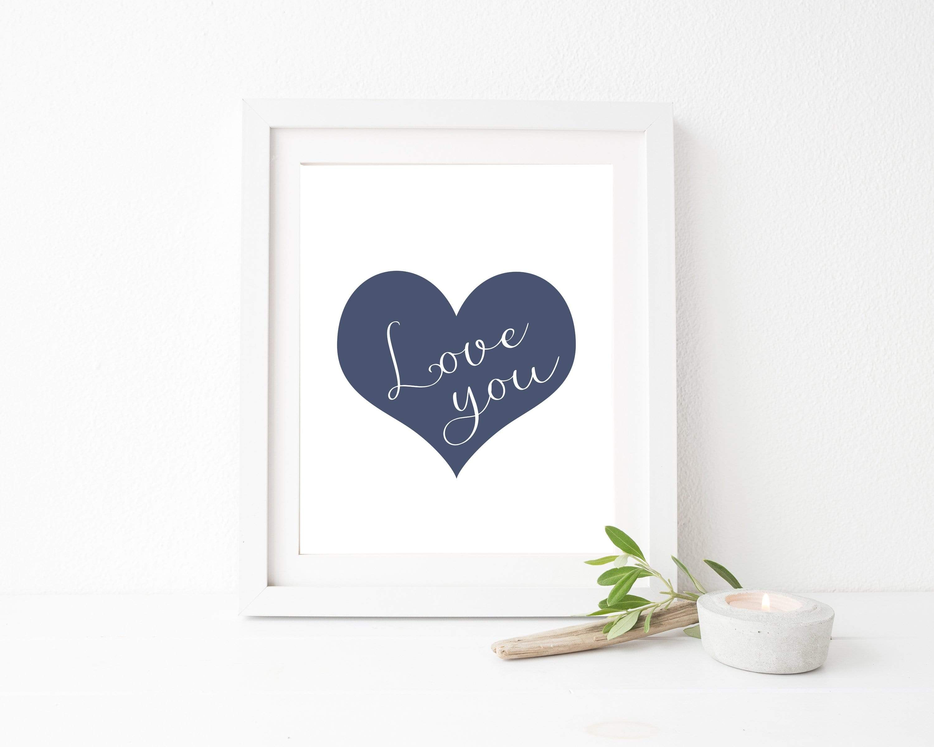 Navy Blue Heart I Love You Quote Print | Nursery Wall Art Print nursery art print baby nursery bedroom decor