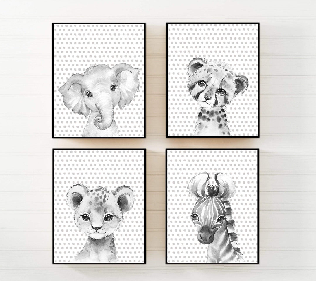 Nursery animal prints - Black and white wall art - Nursery animal wall art - Safari animals prints - Printable nursery wall art - Jungle art nursery art print baby nursery bedroom decor