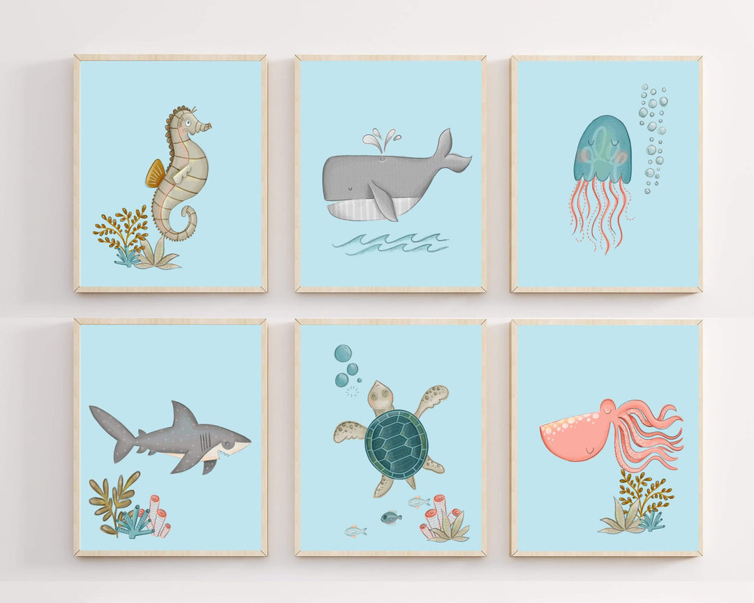Ocean nursery decor  - Under the sea nursery - Sea animal prints - Ocean printable art - Nautical nursery decor - Sea creature prints -H2055 nursery art print baby nursery bedroom decor