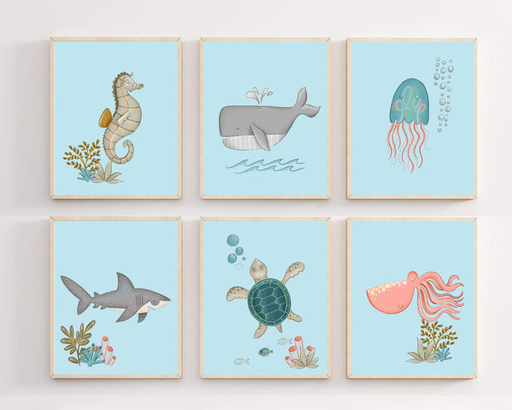 Ocean nursery decor  - Under the sea nursery - Sea animal prints - Ocean printable art - Nautical nursery decor - Sea creature prints -H2055 nursery art print baby nursery bedroom decor