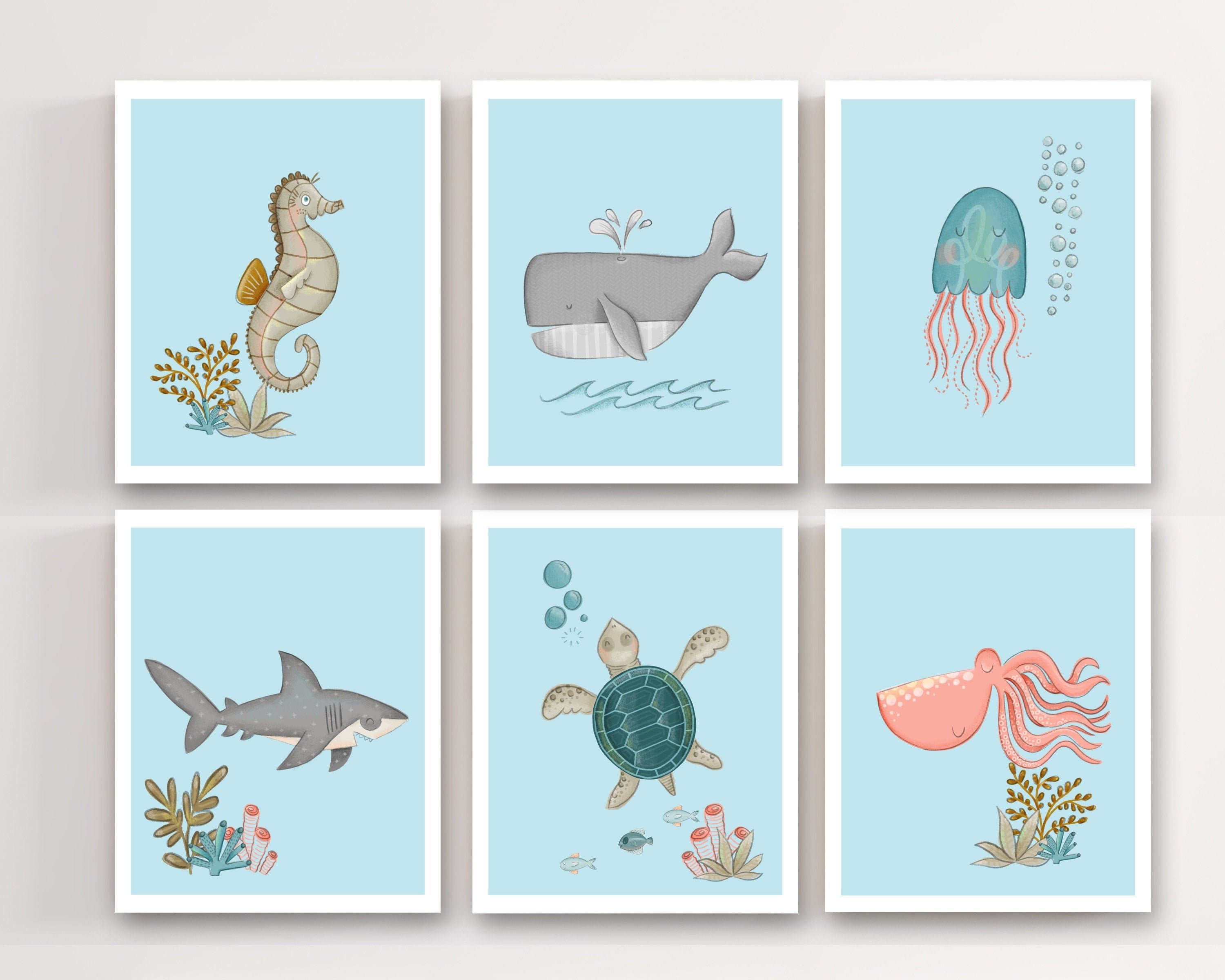 Ocean nursery decor  - Under the sea nursery - Sea animal prints - Ocean printable art - Nautical nursery decor - Sea creature prints -H2055 nursery art print baby nursery bedroom decor