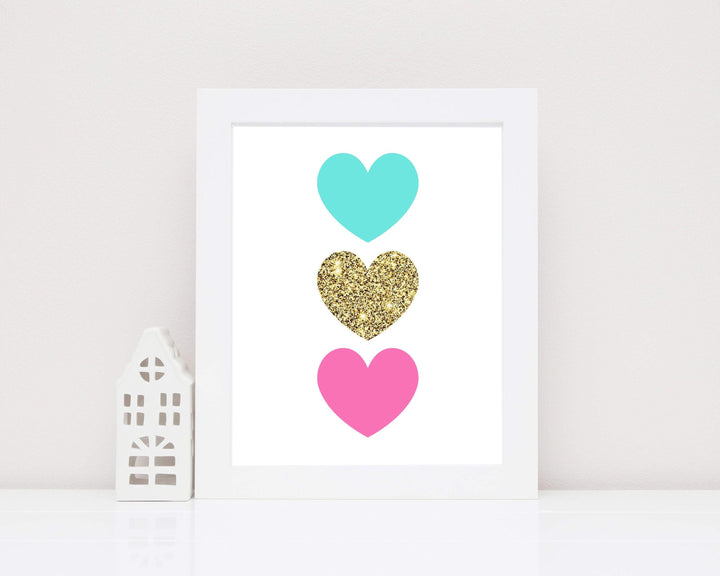Pink and Gold Heart wall art print, Baby Girl printable wall art, Featured in Gold and Pink, Heart printable art, instant download - H1525 nursery art print baby nursery bedroom decor