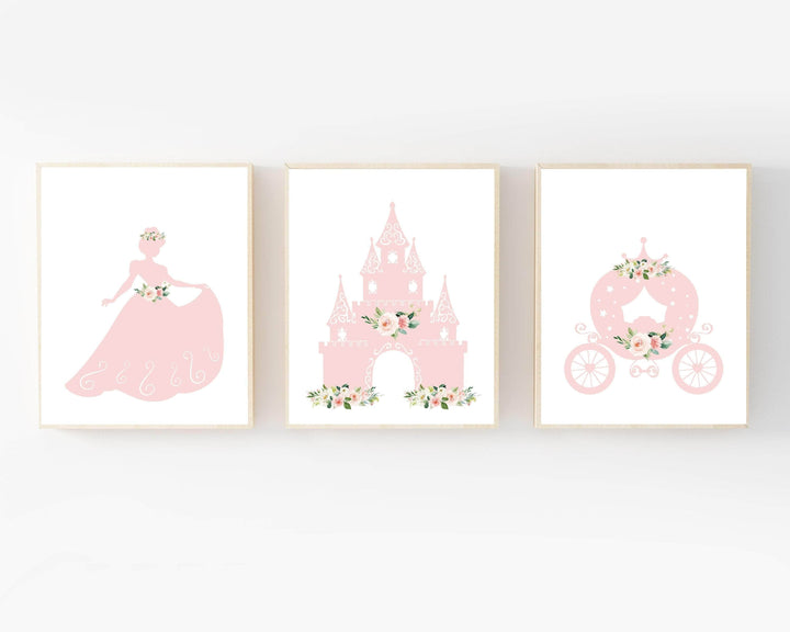 Pink Princess Prints | Set of 3 nursery art print baby nursery bedroom decor